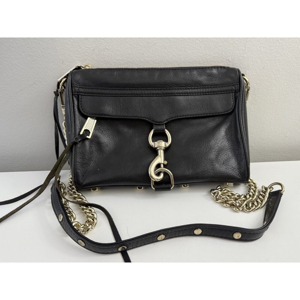 Vintage Rebecca Minkoff MAC Crossbody Shoulder Convertible Leather Bag Black